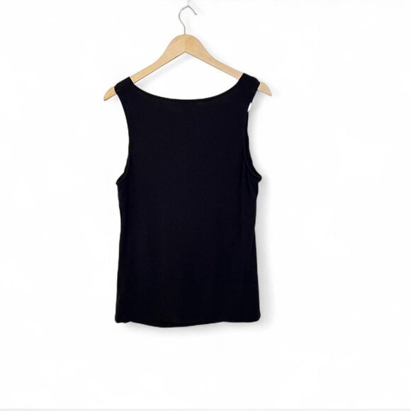 Michael Kors Black Sleeveless Top L Draped Neck Gold Hardware Chic Layering - Picture 5 of 10